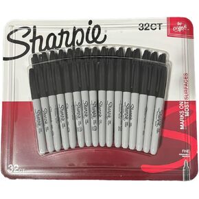 SHARPIE Permanent Markers | Fine Point | 32 Count (Black)