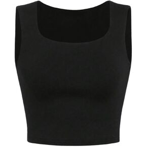 Milumia Girl's Solid Square Neck Tank Top Sleeveless Basic Undershirts Crop Tops