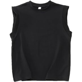 IZYJOY الفتيات الصيف تانك القمم بلون مخطط قمصان بلا أكمام الاطفال قبعة الأكمام Crewneck عادية المحملة 7-13 سنوات in Kuwait