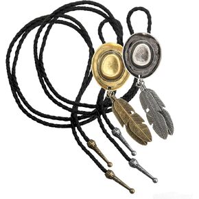 TORMEN Vintage Adjustable Bolo Tie, Unisex Western Necktie Accessory for Parties & Casual Wear(Silver & Bronze) in Kuwait