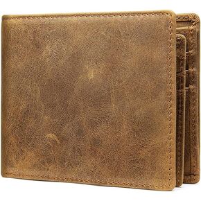 RFID Wallet for Men Lightweight Genuine Leather Bifold Wallet with 11 Card Slots,2 Cash Slots,and ID Slot - Retro Casual Style in Saudi Arabia
