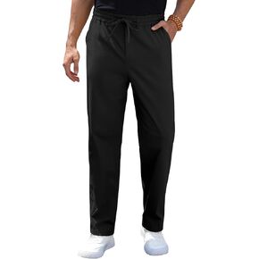 RQP Mens Linen Pants Drawstring Casual Pants Lighting Beach Pants Baggy Dress Trousers in Kuwait