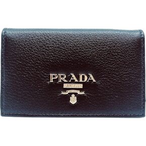 Prada Black Vitello Grain Soft Calf Leather Credit Card Case Wallet 1MC122