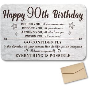 90th Birthday Card Gifts for Women Men Happy 90 Year Old Women Men Gift Ideas Engraved Wallet Card Birthday Gifts for 90 Year Old Grandma Grandpa