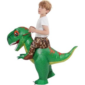 COMIN Inflatable Dinosaur Costume Kids Ride-on Inflatables Blow Up Green Dino Costume Funny Halloween Party Dresses