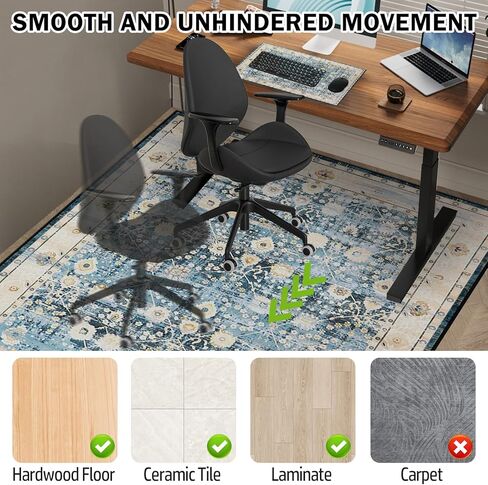 Office Chair Mat for Hardwood Floor/Tile 36"x48", Desk Chair Mat for Carpet with A Mouse Pad.No Divot Rolling Computer Gaming Chair Mat Rug/Anti-Slip Low Pile Floor Protector Carpeted Floors in Kuwait