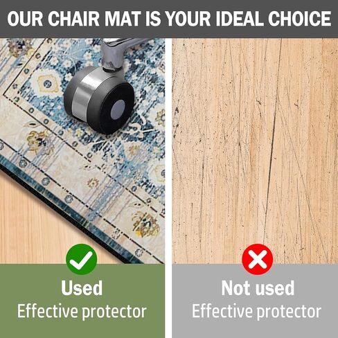 Office Chair Mat for Hardwood Floor/Tile 36"x48", Desk Chair Mat for Carpet with A Mouse Pad.No Divot Rolling Computer Gaming Chair Mat Rug/Anti-Slip Low Pile Floor Protector Carpeted Floors in Kuwait