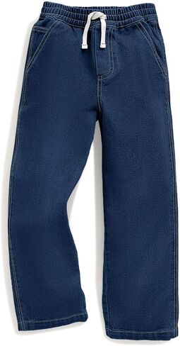 Haloumoning Boys Jeans Drawstring Elastic Waist Demin Pants Winter Fleece Stretch Pants 4-14 Years in Kuwait