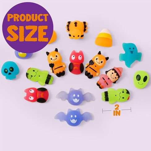 JOYIN 24 PCS Halloween Squishy Toy Mochi Toy, Glow in The Dark Design Stress Relief Mochi for Halloween Party Favor Decoration, Halloween Goody Bags Filler, Kids Birthday Gifts in Saudi Arabia