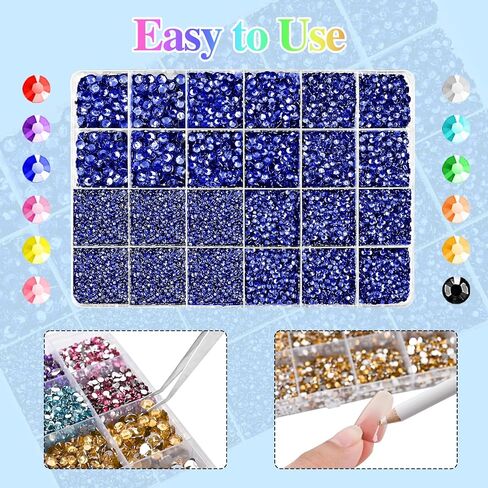 NACHLYNN 35700 Pcs Resin Rhinestones Kits 12 Colors Flatback Round Jelly Rhinestones with Tweezers Glue Pen 3 mm Bedazzling Non Hotfix Crystal Gems for Nail DIY Crafts Face Tumblers Mugs Clothing in Saudi Arabia