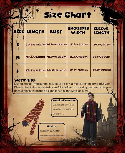 Kidukso Wizard Robe Adult Wizard Cloak with Tie Unisex Wizard Costume Hooded Uniform Magical Witch Robe Cloak Cape in Kuwait
