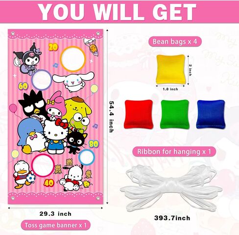 Hello Birthday Party Game Set - Includes Large Poster, Blindfold & Bean Bag Toss Games, 50 Stickers, Perfect Hello Kitty Party Supplies & Decorations - Fun for Kids & Adults in Saudi Arabia