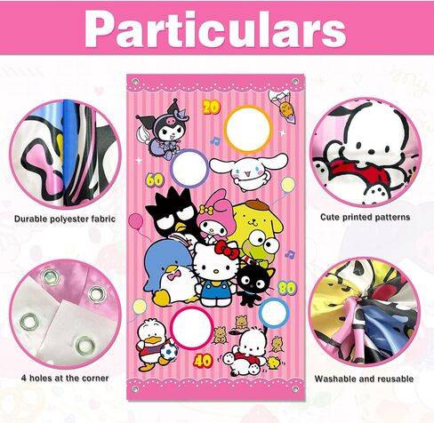 Hello Birthday Party Game Set - Includes Large Poster, Blindfold & Bean Bag Toss Games, 50 Stickers, Perfect Hello Kitty Party Supplies & Decorations - Fun for Kids & Adults in Saudi Arabia