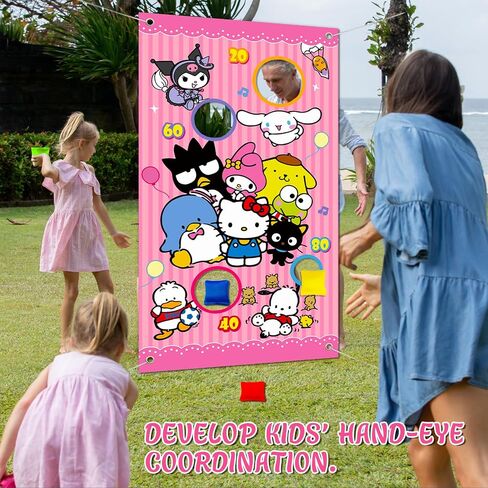 Hello Birthday Party Game Set - Includes Large Poster, Blindfold & Bean Bag Toss Games, 50 Stickers, Perfect Hello Kitty Party Supplies & Decorations - Fun for Kids & Adults in Saudi Arabia