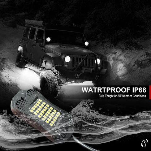 SHINIGHT 8 Pods White Rock Lights 6000K White Pure Super Bright Underglow Light، 10FT/3M أسلاك تمديد لكل ضوء، 36 شريحة SMD LED، مقاومة للماء IP68، أضواء الصخور للشاحنات UTV ATV SUV Boats in Kuwait