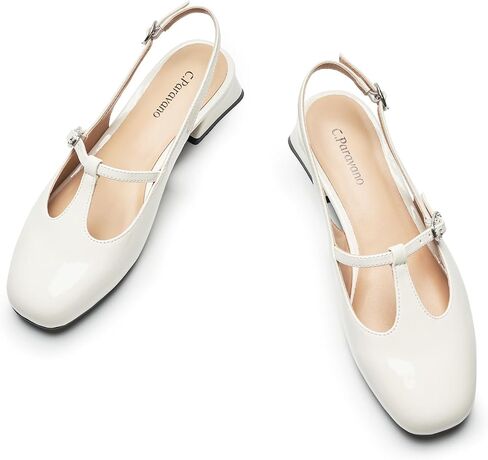 C.Paravano Women's Mary Jane Slingback Pumps | Round Toe & T-Strap Low Heels | Wedding Guest & Office Shoes | Pair w/Tea-Length Dresses or Summer Suits in Saudi Arabia
