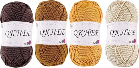 Cotton Yarn for Crocheting and Knitting 4 * 3.5OZ /218yd- DK(Light) Soft Yarn 60% Cotton 40% Acrylic Crochet Yarn for Making Granny Squares and amigurumi(Colourful) in Saudi Arabia