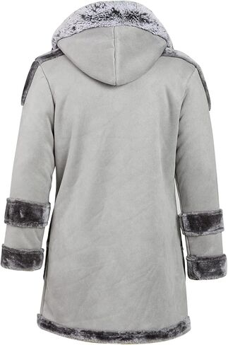 معطف جلد شيرلينغ للرجال من Ebifin، مبطن بجلد الغنم الصناعي وجلد الغنم مع غطاء للرأس in Kuwait