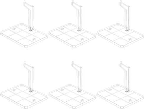 FINGERINSPIRE 6 Sets Action Figures Display Holder for Connecting Clear Action Figure Displays Rectangle Plastic Stands Flexible Action Base Holder for 1/144 HG Gundam Bandai Figure Models in Kuwait