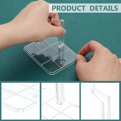 FINGERINSPIRE 6 Sets Action Figures Display Holder for Connecting Clear Action Figure Displays Rectangle Plastic Stands Flexible Action Base Holder for 1/144 HG Gundam Bandai Figure Models in Kuwait