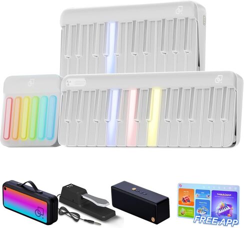 Smart Piano keyboard with Colored Light-up Keys, Smart Interactive Sing-Along with Chords, Free Lessons & Games, MIDI, Built-in Instrument Synth, Portable Bag for Outdoor in Kuwait