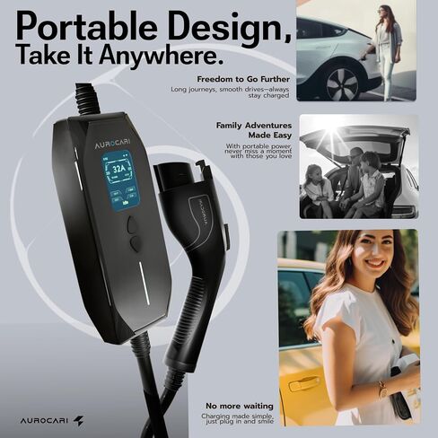 شاحن EV المستوى 2 32A 240V J1772 شاحن السيارة الكهربائية مع NEMA 14-50 Plug 25FT كابل محطات شحن EV المحمولة مع وظيفة الشحن الحالية والتأخير القابلة للتعديل (ليس لـ Tesla) in Saudi Arabia