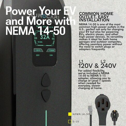 شاحن EV المستوى 2 32A 240V J1772 شاحن السيارة الكهربائية مع NEMA 14-50 Plug 25FT كابل محطات شحن EV المحمولة مع وظيفة الشحن الحالية والتأخير القابلة للتعديل (ليس لـ Tesla) in Saudi Arabia