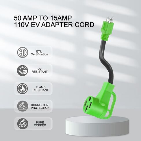NEMA 10-30P to 14-50R EV Charger Adapter Cord Compatible with EV, 30 Amp Dryer to 50 Amp EV for Level 2 Charging, ETL Listed in Saudi Arabia