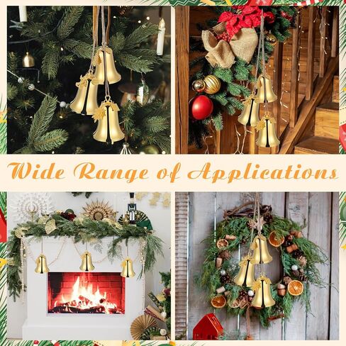 3-Piece Set of Large Christmas Bell Ornaments Christmas Tree Hanging Ornament Metal Indoor and Outdoor Gold Bells Best Wishes Bell Decorations with Rope Christmas Trees Snowflake Angels in Saudi Arabia