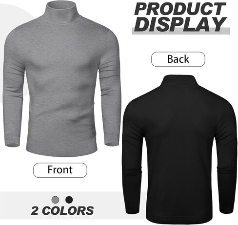 Riyiper 2 Pack Men's Turtleneck Sweater Slim Fit Knitted Basic Tops Lightweight Long Sleeve Ribbed Casual Pullover Top in Kuwait