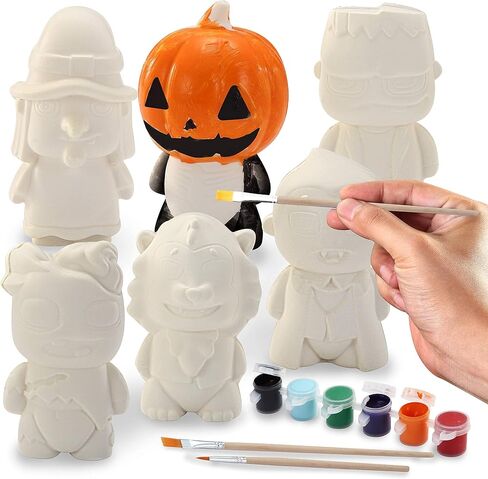 مجموعة أدوات التلوين من JOYIN Halloween Squishy Toys مع 6 شخصيات مختلفة، و6 ألوان دهانات، و3 فرش طلاء. مجموعة أدوات فنية وحرفية يمكنك صنعها بنفسك مجموعة ألعاب حفلات الهالوين لأنشطة الأطفال وهدايا الحفلات in Saudi Arabia