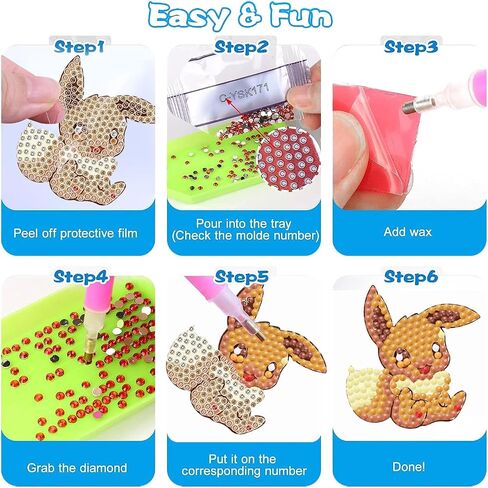 dotglam 48 جهاز كمبيوتر شخصى 5d diy الماس الفن اللوحة ملصقات الأطفال مجموعات للبالغين المبتدئين، الفن والحرف الماس، لطيف ملصقات الفسيفساء الكرتون جوهرة الفنون للمبتدئين 2.3 بوصة in Saudi Arabia