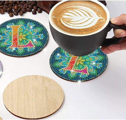 Bysincy 2 PCS A-Z 26 Letters Diamond Painting Coasters Kit,5D DIY Diamond Art Mosaic Alphabet Coasters Kits by Number for Adults Kids,Mandala Art Coasters with Initial (L) in Kuwait