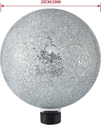 MDLUU Mosaic Gazing Ball, 10-Inch Decorative Gazing Globe, Glass Gazing Sphere for Garden, Outdoor Landscape Decor (Silver) in Saudi Arabia