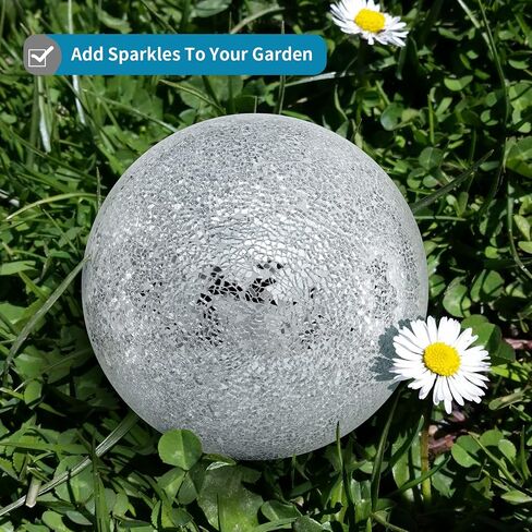 MDLUU Mosaic Gazing Ball, 10-Inch Decorative Gazing Globe, Glass Gazing Sphere for Garden, Outdoor Landscape Decor (Silver) in Saudi Arabia