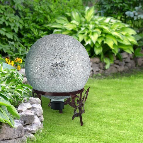 MDLUU Mosaic Gazing Ball, 10-Inch Decorative Gazing Globe, Glass Gazing Sphere for Garden, Outdoor Landscape Decor (Silver) in Saudi Arabia