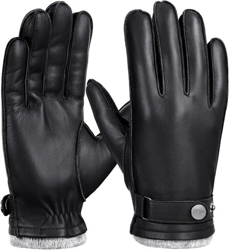 GSG leather gloves for men Sheepskin Classic Driving Gloves Winter Touchscreen Wool Lined Warm Gloves in Kuwait