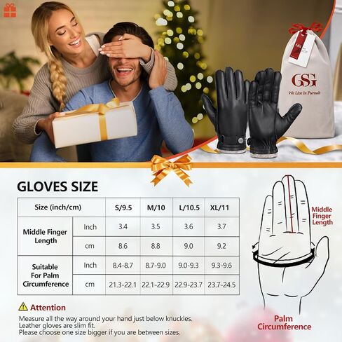 GSG leather gloves for men Sheepskin Classic Driving Gloves Winter Touchscreen Wool Lined Warm Gloves in Kuwait