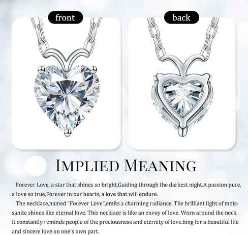 ForeverLove Heart Moissanite قلادات للنساء، 4 أو 2 قيراط D اللون VVS1 Heartshap Moissanite، مجوهرات قلادة فضية، هدايا رومانسية للمرأة، الزوجة، الصديقة، الابنة، الأم، الجدة، زملاء الدراسة، في عيد الميلاد، الذكرى السنوية، الخطوبة، الزفاف، التخرج in Saudi Arabia