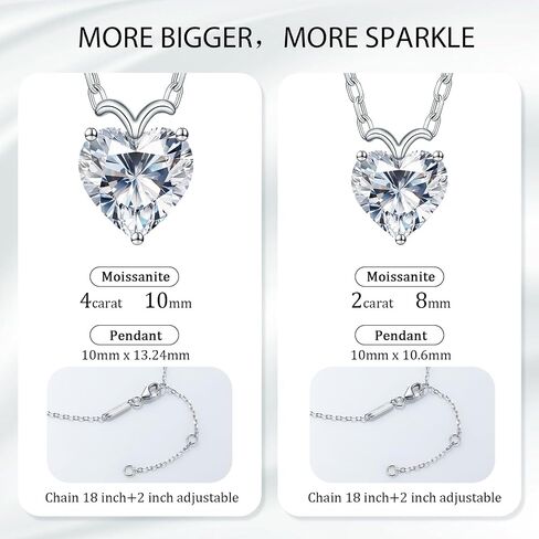 ForeverLove Heart Moissanite قلادات للنساء، 4 أو 2 قيراط D اللون VVS1 Heartshap Moissanite، مجوهرات قلادة فضية، هدايا رومانسية للمرأة، الزوجة، الصديقة، الابنة، الأم، الجدة، زملاء الدراسة، في عيد الميلاد، الذكرى السنوية، الخطوبة، الزفاف، التخرج in Saudi Arabia