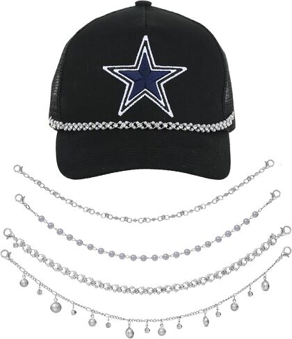 4 Pcs Trucker Hat Chains Bill Decoration Trucket Hat Charms DIY Metal Chains for Mesh Baseball Cap Accessories Chain in Saudi Arabia