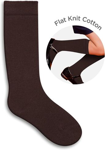 PICCOLO HOSIERY 6 Pair Pack Girls & Boys School Uniform Flat Knit Cotton Knee High Socks in Kuwait