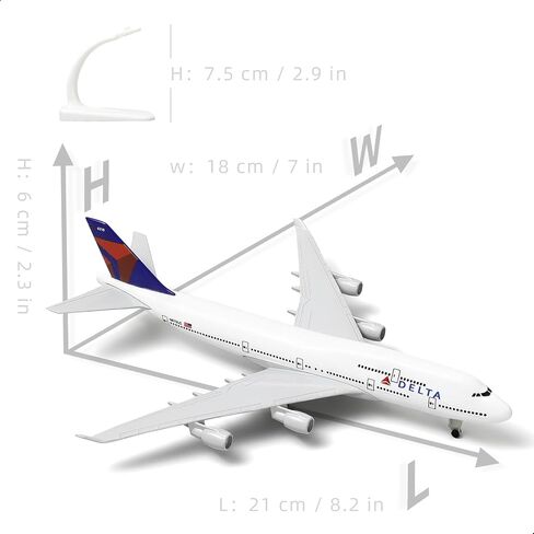 747 Delta Model Airplane 1/300 Diecast Metal Airplane Model Kits (with Stand) Boeing 747 Airlines Plane for Aviation Enthusiasts Gifts, Display Collections or Desk Decor -8 inches L in Kuwait