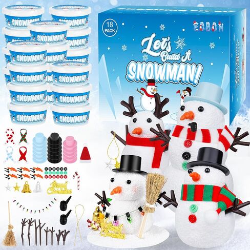 Christmas Craft Snowman Kit, 3 Pack DIY Snowman Craft Kit for Kids, Build a Snowman Indoor Decor, Creative Kids Air Dry Modeling Clay, Xmas Activities Snowman Making Kit for Kids Toys Favors in Saudi Arabia