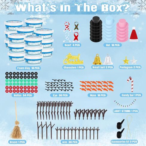 Christmas Craft Snowman Kit, 3 Pack DIY Snowman Craft Kit for Kids, Build a Snowman Indoor Decor, Creative Kids Air Dry Modeling Clay, Xmas Activities Snowman Making Kit for Kids Toys Favors in Saudi Arabia