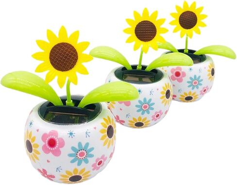 Sunflower Solar Power Flip Flap Flower Insect for Car Decoration Swing Dancing Flower Eco-Friendly Bobblehead Solar Dancing Flowers in Colorful Pots Car Decoration in Saudi Arabia
