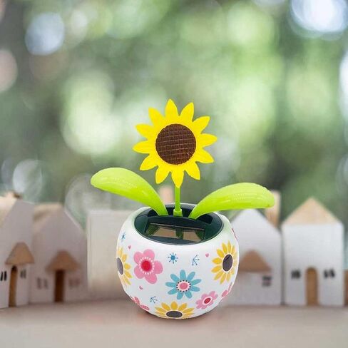 Sunflower Solar Power Flip Flap Flower Insect for Car Decoration Swing Dancing Flower Eco-Friendly Bobblehead Solar Dancing Flowers in Colorful Pots Car Decoration in Saudi Arabia