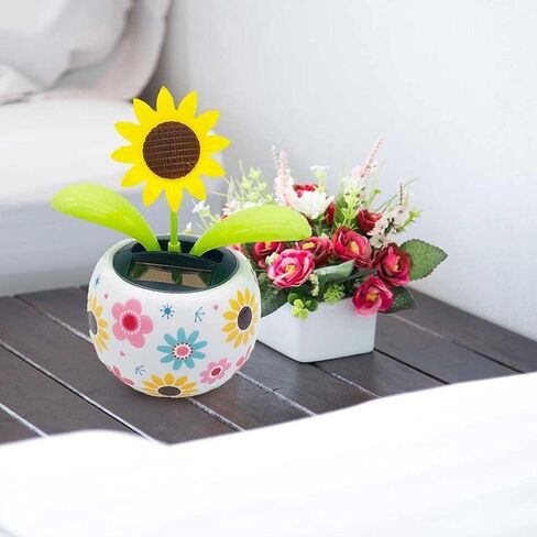 Sunflower Solar Power Flip Flap Flower Insect for Car Decoration Swing Dancing Flower Eco-Friendly Bobblehead Solar Dancing Flowers in Colorful Pots Car Decoration in Saudi Arabia