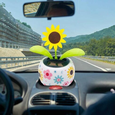 Sunflower Solar Power Flip Flap Flower Insect for Car Decoration Swing Dancing Flower Eco-Friendly Bobblehead Solar Dancing Flowers in Colorful Pots Car Decoration in Saudi Arabia