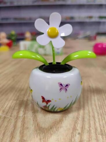 Solar Dancing Solar Powered Dancing White Flower in Colorful Shape Flip Flap Animated Bobblehead Dancer Window Sun Catcher Car Dashboard Decor Solar Power Kits in Saudi Arabia